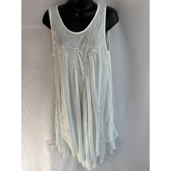 Exist Embroidered White Tunic Dress Shirt One Size Boho Minimalist Bohemian Cute - Picture 1 of 9